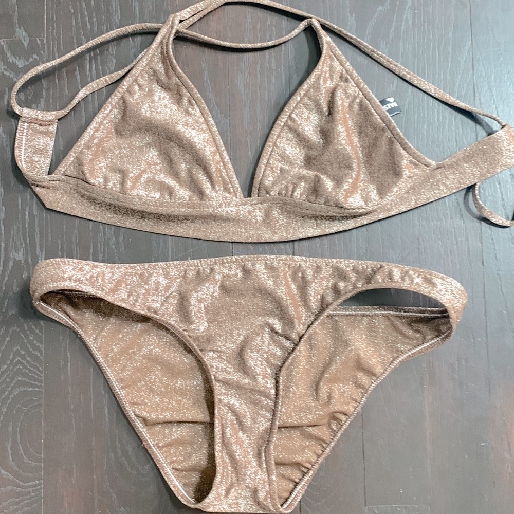 RAISINS METALLIC BRONZE SHIMMER GODDESS BIKINI